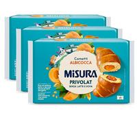 3X Misura Privolat Cornetti Albicocca Senza Latte e Uova (Lactose Free), Croissant Soffici e Farciti, 298g
