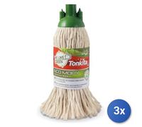 3x Mocio Tonkita TK6756R We Like Green ricambio Eco Mopy bianco
