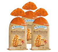 3X Mulino Bianco Bontreccia Pane Integrale con Mirtilli Rossi e Scorze di Arancia e Grano Saraceno 225g - Novità 2023 [3 Confezioni]