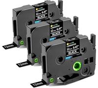 3x Nastro Ricambio Sostitutivo TZe-335 Bianco su Nero per Brother P-Touch
