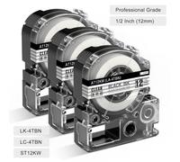 3x Nastro Trasparente Compatibile Epson LabelWorks Stampante Etichette 12mm