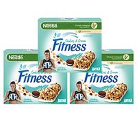 3X Nestle - Fitness Barrette Cookies and Cream al Cioccolato e Crema - Barretta con Frumento e Avena Integrale 94 g [3 Confezioni]