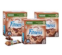 3X Nestle Fitness Chocolate Barrette ai Cereali Integrali con Gocce e Base di Cioccolato con Calcio e Ferro 141g [3 Confezioni]