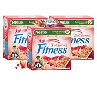 3X Nestle Fitness Red Berries Barrette ai Cereali Integrali con Frutti Rossi Calcio e Ferro 141g [3 Confezioni]