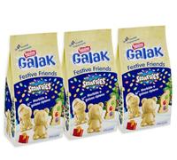 3X Nestle Galak Festive Friends Personaggi di Cioccolato Bianco con Smarties e Ripieno Morbido 147g [3 Buste]