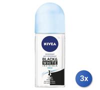 3x Nivea Black & White Invisible Fresh Roll-On 50 Ml