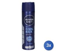 3x Nivea Cool Kick Uomo Deodorante Spray 150 Ml 1 Pz