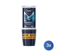 3x Nivea Deodorante Roll-On Uomo 50 Ml. Magnesium Dry 83129