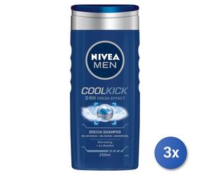 3x Nivea Doccia Uomo 250 Ml. Fresh Kick