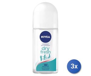 3x Nivea Dry Fresh Roll-On 50 Ml