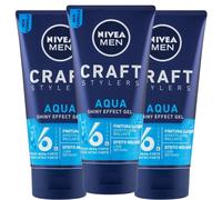 3x Nivea Men Craft Gel Ad Acqua Styling Effetto Lucente 150 ml