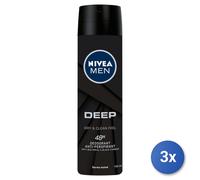 3x Nivea Men Deep Black Carbon 150 Ml