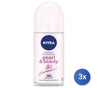 3x Nivea Pearl & Beauty Donna Deodorante Roll-On 50 Ml 1 Pz