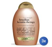 3x Ogx Balsamo 385 Ml. Brazilian Keratin Smooth