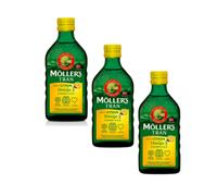 3x Olio di fegato di merluzzo Möller's Limone 250 ml | Omega-3 e vitamine