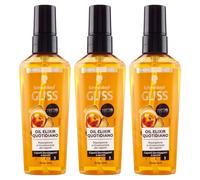 3x Olio Elisir Quotidiano Gliss Schwarzkopf Capelli Danneggiati E Secchi 75 ml