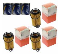 3X Original MAHLE / KNECHT Filtro Olio OX 153/7D1 + 3X SCT Flush Motore
