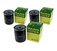 3X Original MANN-FILTER Filtro Olio W 713/9