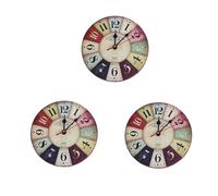 3X Orologio da Parete nel Legno Moderno Vintage Shabby 4845