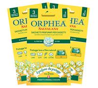 3x Orphea Salvalana Sacchetti Profumati per Cassetti Protegge Lana e Fibre Naturali al Profumo di Fiori - 3 Confezioni da 3 Sacchetti Ognuna