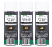 3x Pacco KOKA Stufa Vernice 650°C Ofen-Farbe Lack-Spray Nero Opaco