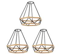 3x paralume a gabbia con corda di canapa diamantata nera 200 mm Ø