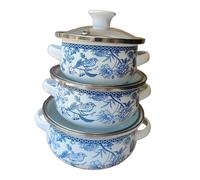 3x Pentole In Smalto Per Cucinare, Pentole Vintage Per La Cucina Del