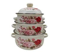 3x Pentole per brodo smaltate dal design vintage, per cucina e ristorante