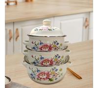 3x Pentole per brodo smaltate dal design vintage, per cucina e ristorante