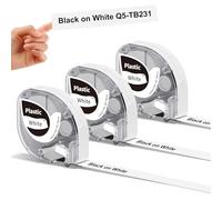 3x Phomemo P12 Nero su nastro di plastica bianco per etichette, nastro 12mm x 4m,per la stampante di etichette Phomemo P12/LT12,come sostituzione per Dymo LetraTag LT100H LT100T QX50 XR XM 2000 Plus