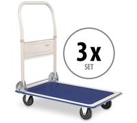 3x Piattaforma Trolley Carello Magazzino Ufficio Pieghevole Camion Max. 150kg