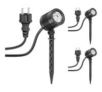 ledscom.de 3 pezzi Piccolo faretto da giardino a LED con picchetto di terra TARL per esterni, IP65, spina, nero, 4,1 W, 351lm, bianco freddo