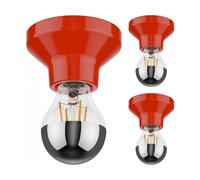 3x plafoniera/porta lampada ELEKTRA in porcellana rossa lucida 1x E27 max. 300W
