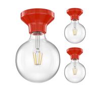 3x plafoniera/porta lampada ELEKTRA in porcellana rossa lucida 1x E27 max. 300W