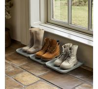 Navaris 3X Poggiascarpe Vassoio Scarpe Bagnate - Set 3X Vaschette in Plastica con Bordo Rialzato - Base 35x27x2,5cm Anti Pioggia Neve Acqua - Grigio