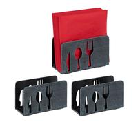 3x Portatovaglioli ghisa portasalviette contenitore grigio formato 33x33 cm deco