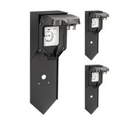 ledscom.de 3 prese da giardino a colonna POXO con picchetto a terra per esterni, IP65, singolo, acciaio inox, nero, angolare, 40 cm