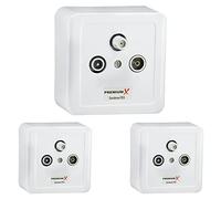 3x PremiumX PX3 Presa per antenna, presa a 3 vie Presa per antenna, presa singola e linea di derivazione, presa multimediale SAT-TV-RADIO HD da incasso, da incasso
