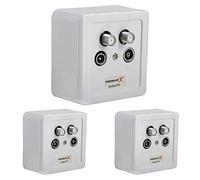 3x PremiumX PX4 Presa satellitare Presa a 4 vie Presa di antenna SAT TWIN CLASSE 2xSat 1xRadio 1xTV | A parete + a parete
