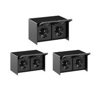 3x presa da esterno 2 prese orizzontali STEDDA IP44 in acciaio inox nero
