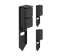 ledscom.de 3 PIWI presa da giardino a colonna con picchetto a terra per esterni, IP44, a 2 vie, acciaio inox, nero, angolare, 30 cm