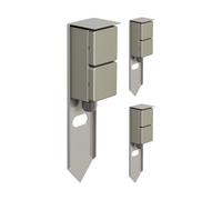 ledscom.de 3 pezzi presa da giardino a colonna PIWI con picchetto a terra per esterni, IP44, a 2 vie, acciaio inox, angolare, 30 cm