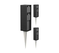 3x presa da giardino a colonna POKU per esterno IP44 a 2 vie plastica nera