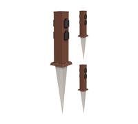 3x presa da giardino a colonna POLLY per esterno IP44 a 4 vie in acciaio inox