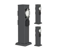 3x presa da giardino a colonna POLLY per uso esterno IP44 timer/timer a 3 vie