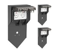 3x presa da giardino a colonna POXO per uso esterno IP65 a 2 ingressi in acciaio