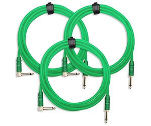 3x Pronomic Trendline INST-A-3NG Cavo jack 3m (Cavo professionale per chitarra/strumento, jack 6,3mm, placcato oro 24 carati, guaina esterna flessibile e robusta, in ascia a strappo) verde