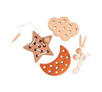 3x Puzzle a blocchi di pizzo in legno per l'apprendimento precoce delle