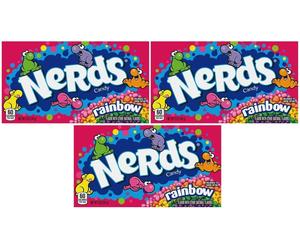 3X Rainbow Nerds Croccanti Cioccolatini Scatola Da Teatro Dolci Americani 141,7G