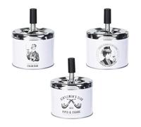 3x Retrò Portacenere Girevole Metallo Ø 9 CM Drehascher Posacenere Antivento